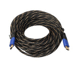 Cabo HDMI 1.4 Versão 1080P de 15m com Malha Trançada Linha Azul Preto, Conector Adaptador de Áudio e Vídeo HDMI Macho para HDMI Macho, Comprimento: 15m