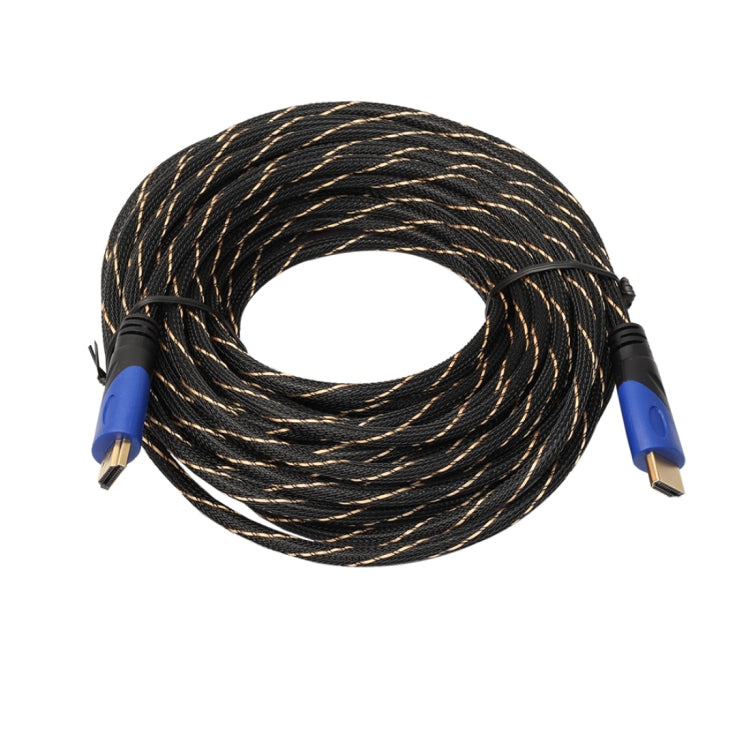 Cabo HDMI 1.4 Versão 1080P de 15m com Malha Trançada Linha Azul Preto, Conector Adaptador de Áudio e Vídeo HDMI Macho para HDMI Macho, Comprimento: 15m