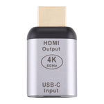 Adaptador de Alumínio Tipo-C / USB-C Fêmea para HDMI Macho, Tipo-C Fêmea para HDMI Macho
