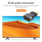 Adaptador HDMI Fêmea para HDMI Macho com Cabeça Dourada, HDMI Fêmea para HDMI Macho
