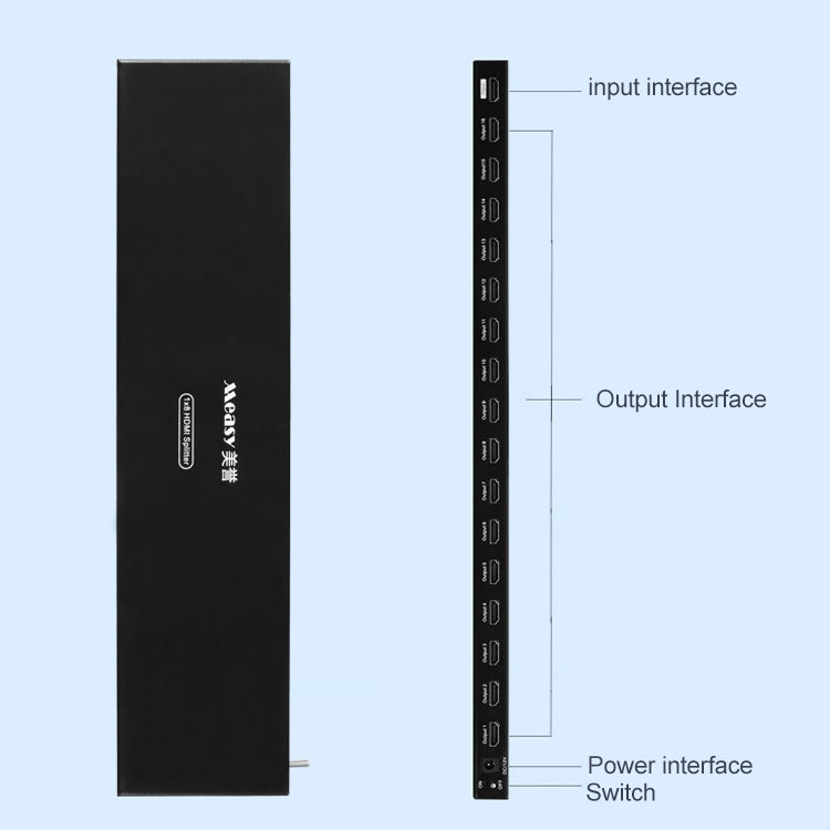 Measy SPH116 Comutador HDMI 4K 1080P 1 para 16 com Ecrã Simultâneo e Divisor, 1 para 16, Ficha AU, 1 para 16, Ficha EU, 1 para 16, Ficha UK, 1 para 16, Ficha US