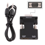 Conversor HDMI Fêmea para VGA Macho com Saída de Áudio para Projetor, Monitor, Televisores, HDMI para VGA+Áudio