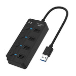 Onten 5301 USB 3.0 Macho para 4 USB 2.0 Fêmea Divisor Extensor com Interruptor Independente, 5301