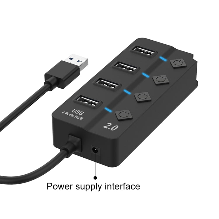 Onten 5301 USB 3.0 Macho para 4 USB 2.0 Fêmea Divisor Extensor com Interruptor Independente, 5301