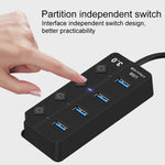 Onten 5301 USB 3.0 Macho para 4 USB 2.0 Fêmea Divisor Extensor com Interruptor Independente, 5301