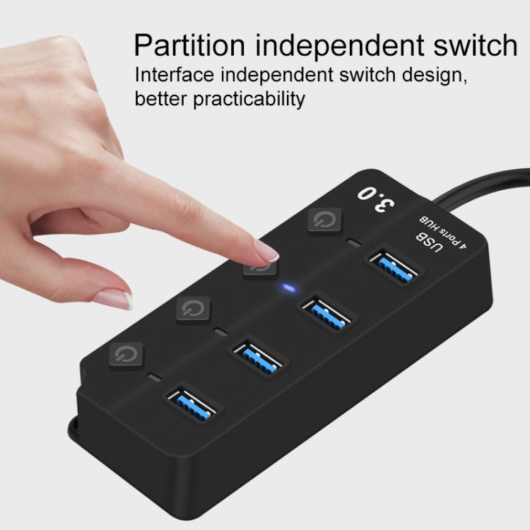 Onten 5301 USB 3.0 Macho para 4 USB 2.0 Fêmea Divisor Extensor com Interruptor Independente, 5301