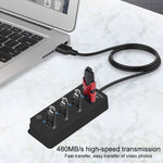 Onten 5301 USB 3.0 Macho para 4 USB 2.0 Fêmea Divisor Extensor com Interruptor Independente, 5301