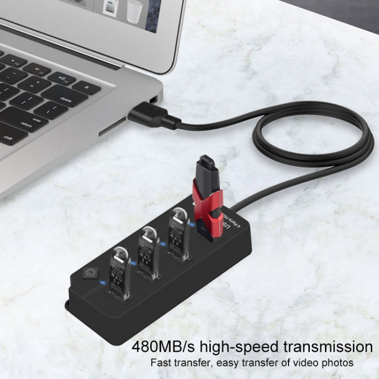 Onten 5301 USB 3.0 Macho para 4 USB 2.0 Fêmea Divisor Extensor com Interruptor Independente, 5301