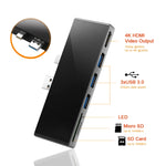 ROCKETEK SK-S5H HUB Leitor de Cartão de Memória 3 x USB 3.0 + HDMI + SD / TF, Adaptador HDMI 4K, SK-S5H