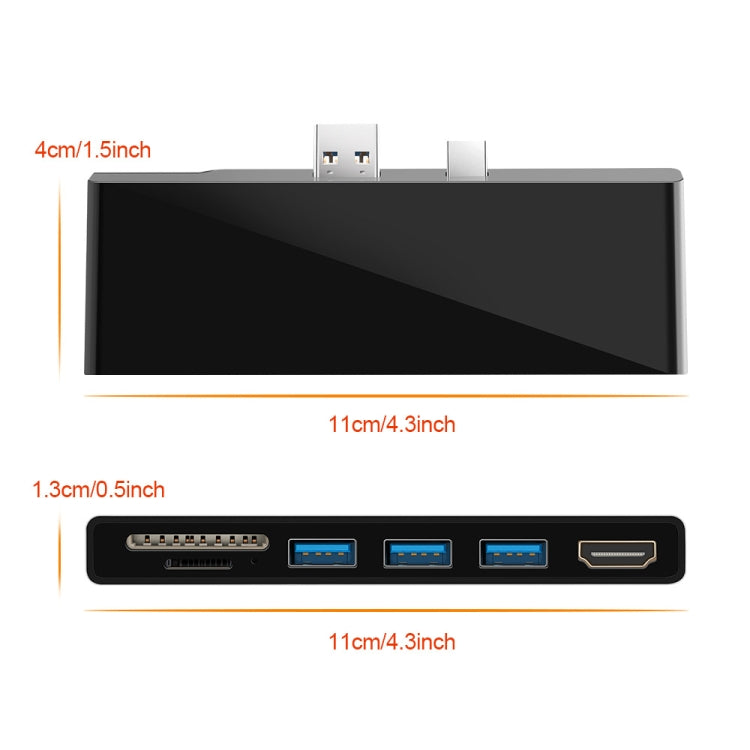 ROCKETEK SK-S5H HUB Leitor de Cartão de Memória 3 x USB 3.0 + HDMI + SD / TF, Adaptador HDMI 4K, SK-S5H