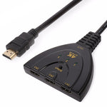 Adaptador Comutador HDMI 3 em 1 Entrada 4K x 2K HDTV, Divisor HDMI 1 em 3
