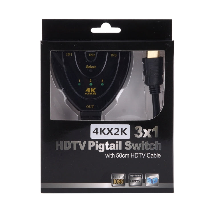 Adaptador Comutador HDMI 3 em 1 Entrada 4K x 2K HDTV, Divisor HDMI 1 em 3