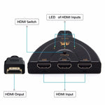 Adaptador Comutador HDMI 3 em 1 Entrada 4K x 2K HDTV, Divisor HDMI 1 em 3