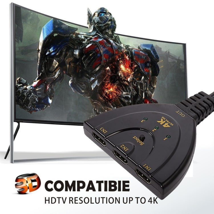 Adaptador Comutador HDMI 3 em 1 Entrada 4K x 2K HDTV, Divisor HDMI 1 em 3