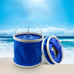 Balde de Água Dobrável e Escalável KANEED 11 Litros/2,9 Galões em Tecido Oxford para Camping/Lavagem de Carro/Pesca/Caminhadas/Praia, Entrega de Cor Aleatória, Balde de Água Dobrável e Escalável Conveniente