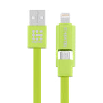 Cabo HAWEEL 1m 2 em 1 Micro USB & 8 Pinos para USB para Sincronização e Carregamento, Cabo 2 em 1 com dois conectores