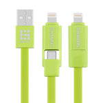 Cabo HAWEEL 1m 2 em 1 Micro USB & 8 Pinos para USB para Sincronização e Carregamento, Cabo 2 em 1 com dois conectores