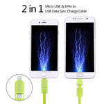 Cabo HAWEEL 1m 2 em 1 Micro USB & 8 Pinos para USB para Sincronização e Carregamento, Cabo 2 em 1 com dois conectores