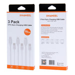 Kit de 3 Cabos HAWEEL de 1m Alta Velocidade 8 pinos para USB para Sincronização e Carregamento para iPhone, iPad, 3 unidades