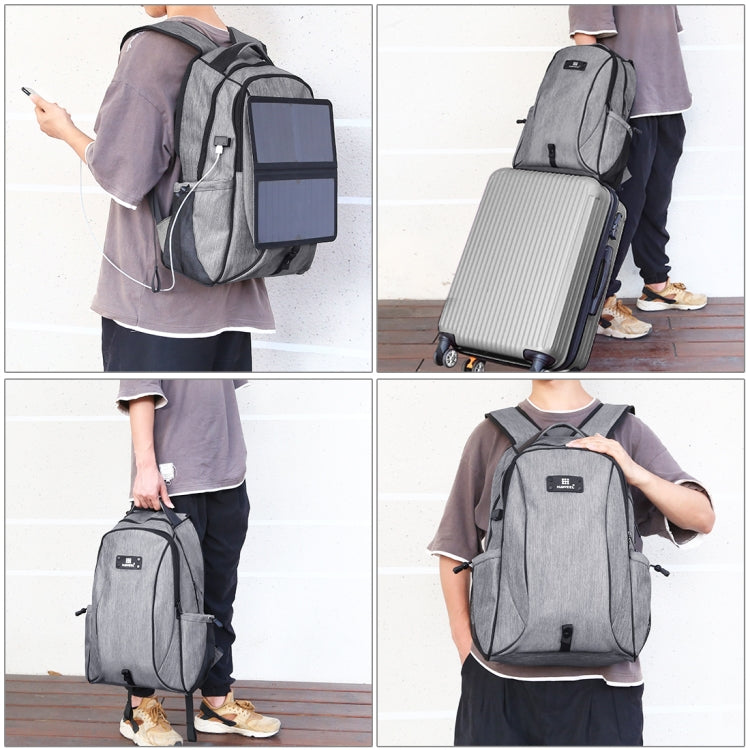 Mochila para Portátil HAWEEL Dobrável e Removível com Energia Solar 14W, Exterior em Lona, Duas Alças, Saída USB: 5V 2.1A Máx