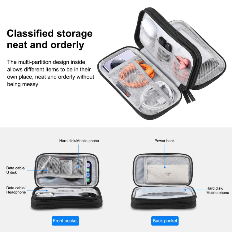 Organizador Eletrónico HAWEEL Bolsa de Armazenamento de Duas Camadas para Cabos, Carregador, Power Bank, Telefones, Auriculares, Organizador de Duas Camadas