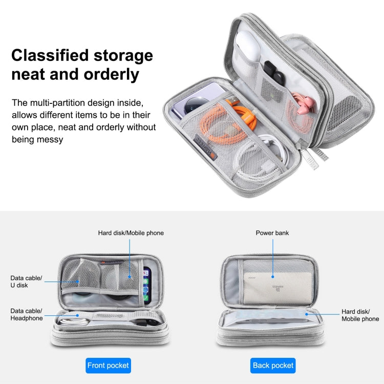 Organizador Eletrónico HAWEEL Bolsa de Armazenamento de Duas Camadas para Cabos, Carregador, Power Bank, Telefones, Auriculares, Organizador de Duas Camadas