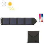 Carregador Solar Portátil Dobrável HAWEEL 14W 5V 2.4A para Viagens ao Ar Livre Bolsa Dobrável Recarregável com 4 Painéis Solares e Porta USB, Tamanho: S, 14W