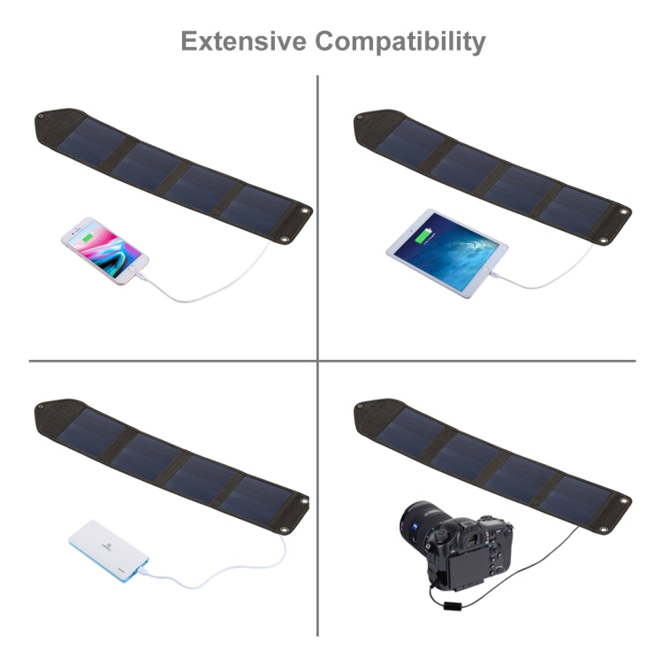 Carregador Solar Portátil Dobrável HAWEEL 14W 5V 2.4A para Viagens ao Ar Livre Bolsa Dobrável Recarregável com 4 Painéis Solares e Porta USB, Tamanho: S, 14W