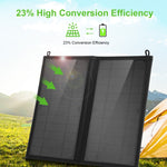 Mala Carregadora Solar Dobrável HAWEEL 12W com 2 Painéis e 2 Portas USB 5V / 3.1A Máx, Suporta QC3.0 e AFC