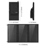 Carregador de Painel Solar Dobrável HAWEEL 18W com 3 Painéis, Bolsa com Portas USB Duplas 5V / 3.1A Máx, Suporte QC3.0 e AFC, 18W 3 Painéis