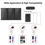 Carregador de Painel Solar Dobrável HAWEEL 18W com 3 Painéis, Bolsa com Portas USB Duplas 5V / 3.1A Máx, Suporte QC3.0 e AFC, 18W 3 Painéis