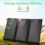 Carregador de Painel Solar Dobrável HAWEEL 18W com 3 Painéis, Bolsa com Portas USB Duplas 5V / 3.1A Máx, Suporte QC3.0 e AFC, 18W 3 Painéis