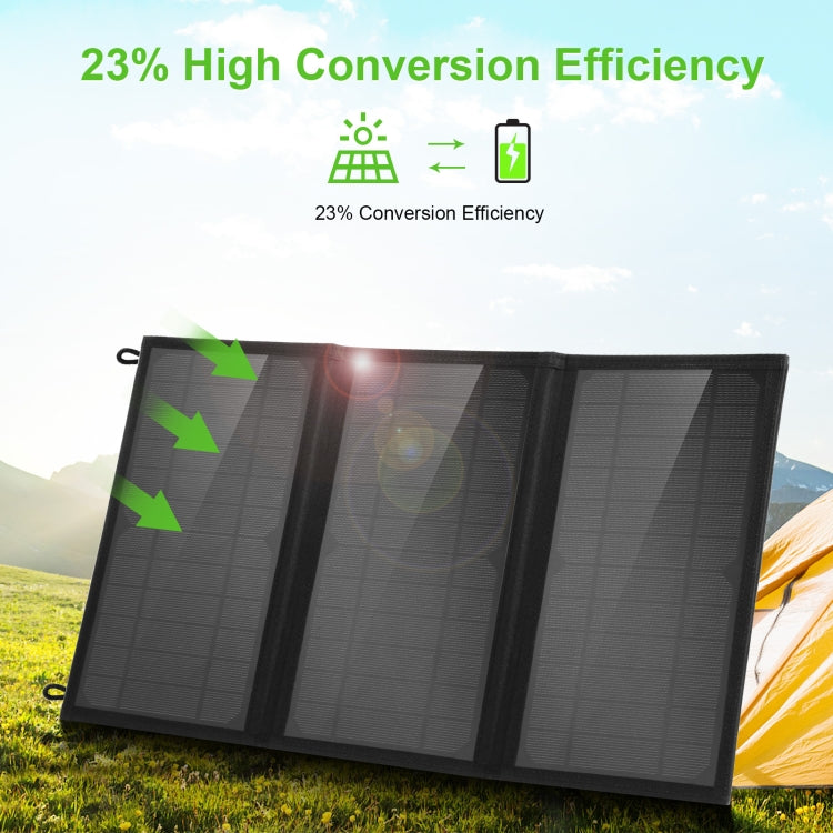 Carregador de Painel Solar Dobrável HAWEEL 18W com 3 Painéis, Bolsa com Portas USB Duplas 5V / 3.1A Máx, Suporte QC3.0 e AFC, 18W 3 Painéis