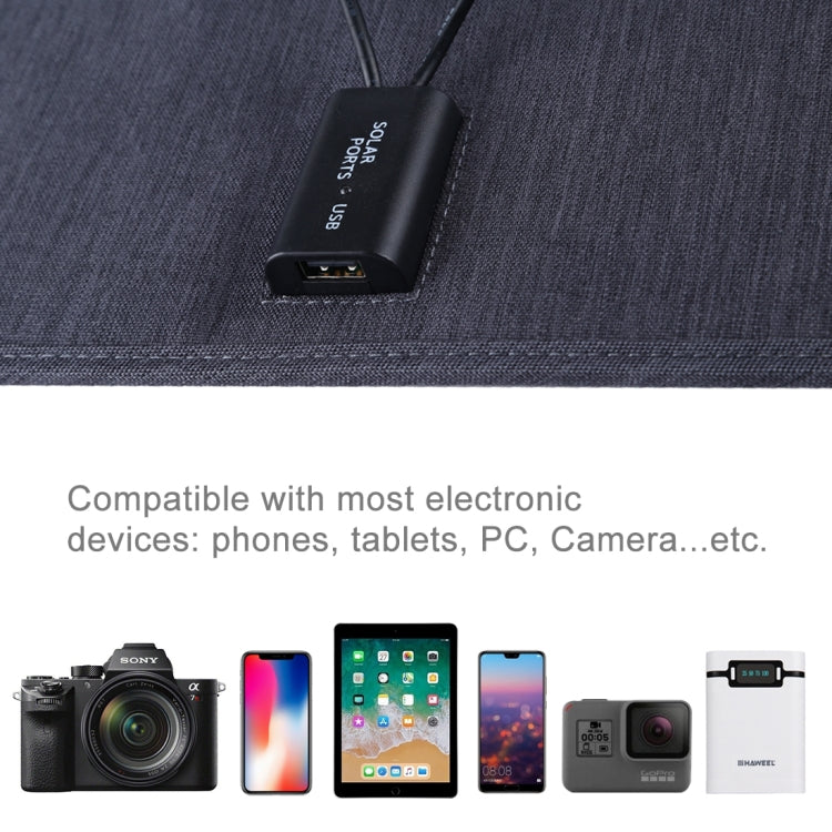 Carregador Portátil HAWEEL 20W de Painel Solar de Silício Monocristalino, com Porta USB, Suporte e Clipe Tigre, Suporte QC3.0 e AFC