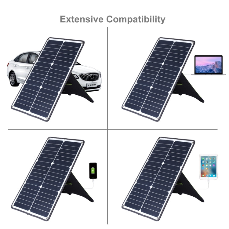 Carregador Portátil HAWEEL 20W de Painel Solar de Silício Monocristalino, com Porta USB, Suporte e Clipe Tigre, Suporte QC3.0 e AFC