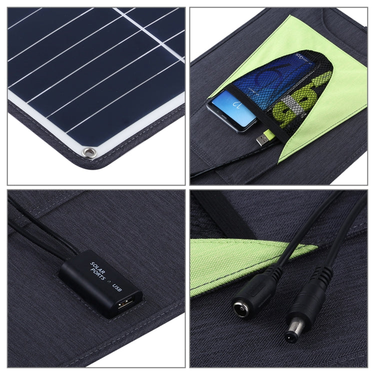 Carregador Portátil HAWEEL 20W de Painel Solar de Silício Monocristalino, com Porta USB, Suporte e Clipe Tigre, Suporte QC3.0 e AFC