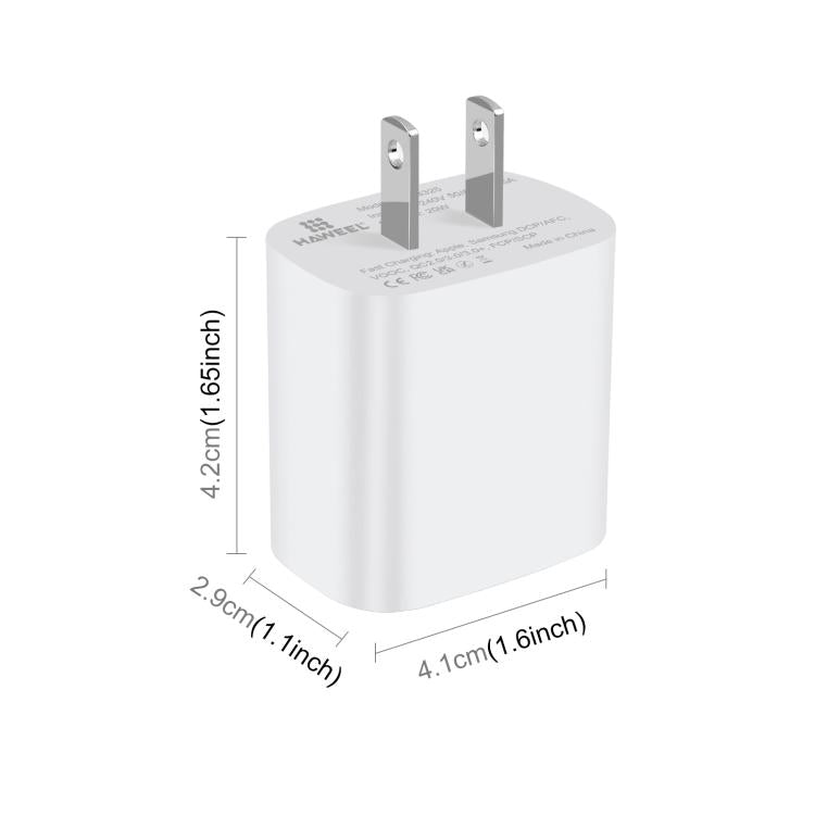 HAWEEL Adaptador de Carregador Rápido de Porta Dupla 20W, Ficha EUA, Carregador de Porta Dupla Ficha EUA