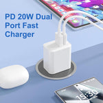 HAWEEL Adaptador de Carregador Rápido de Porta Dupla 20W, Ficha EUA, Carregador de Porta Dupla Ficha EUA