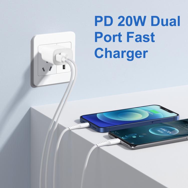 HAWEEL Adaptador de Carregador Rápido de Porta Dupla 20W, Ficha UE, Carregador de Porta Dupla Ficha UE