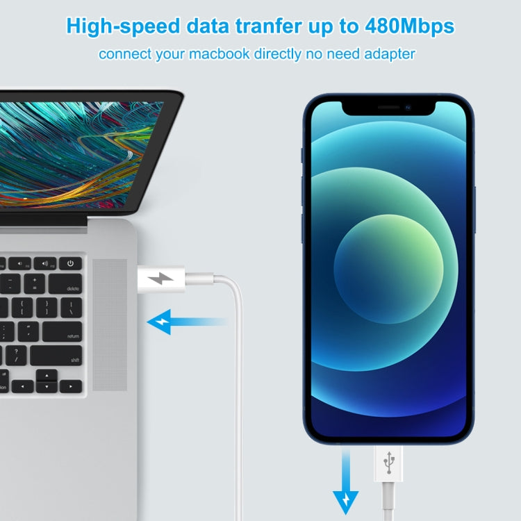 Cabo HAWEEL USB-C / Tipo-C para 8 Pinos PD de Carregamento Rápido 25W 3A para iPhone, iPad, Comprimento do Cabo: 2m, Tipo-C para 8 Pinos 2m