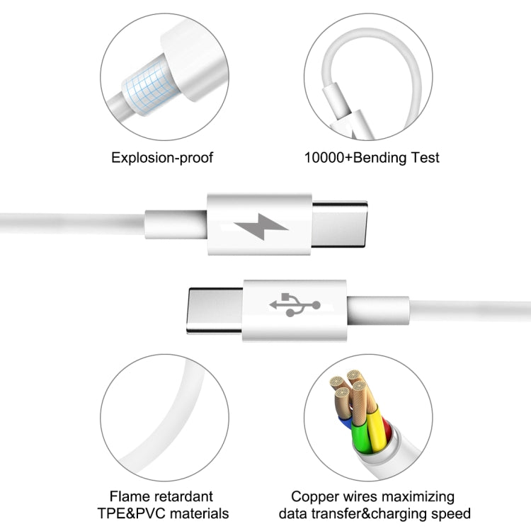 Cabo de dados de carregamento rápido HAWEEL 25W 3A Type-C / USB-C para Type-C / USB-C PD, comprimento: 2m, Type-C para Type-C 2m