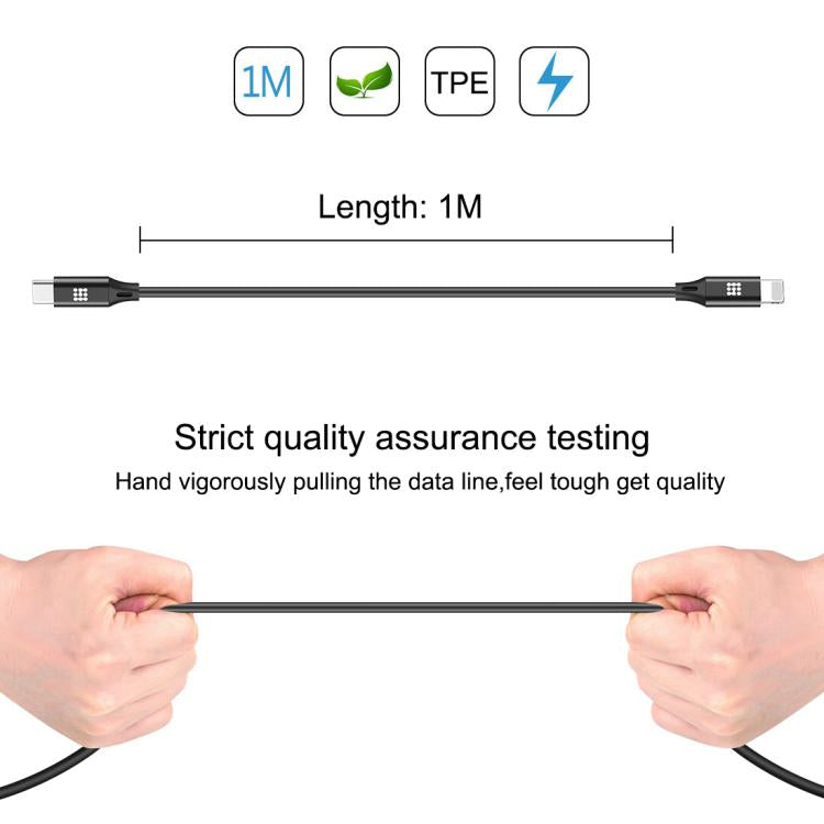Cabo HAWEEL USB-C / Tipo-C para 8 Pinos OTG para Sincronização de Dados / Carregamento de 1m