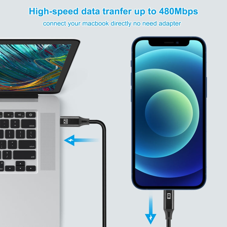 Cabo HAWEEL USB-C / Tipo-C para 8 Pinos OTG para Sincronização de Dados / Carregamento de 1m