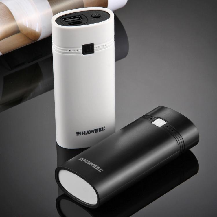 Caixa para Power Bank HAWEEL DIY para 2 Baterias 18650 (Não Incluídas) 5600mAh com Saída USB e Indicador, DIY 2 Baterias (Preto), DIY 2 Baterias (Branco)