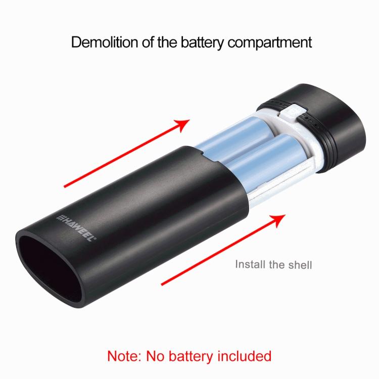 Caixa para Power Bank HAWEEL DIY para 2 Baterias 18650 (Não Incluídas) 5600mAh com Saída USB e Indicador, DIY 2 Baterias (Preto), DIY 2 Baterias (Branco)
