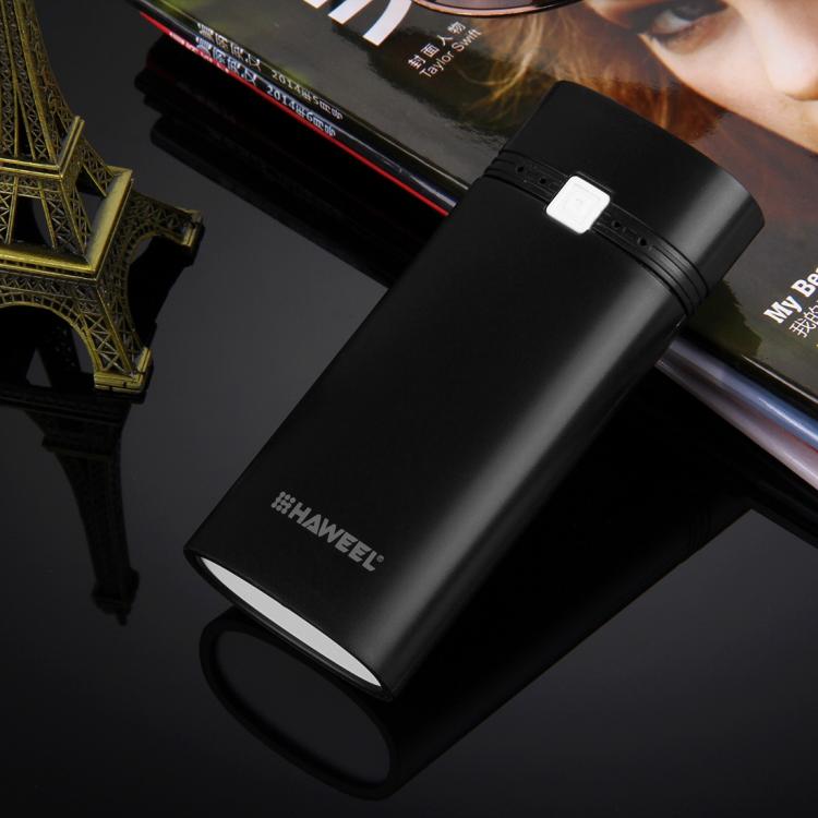 Caixa para Power Bank HAWEEL DIY para 2 Baterias 18650 (Não Incluídas) 5600mAh com Saída USB e Indicador, DIY 2 Baterias (Preto), DIY 2 Baterias (Branco)