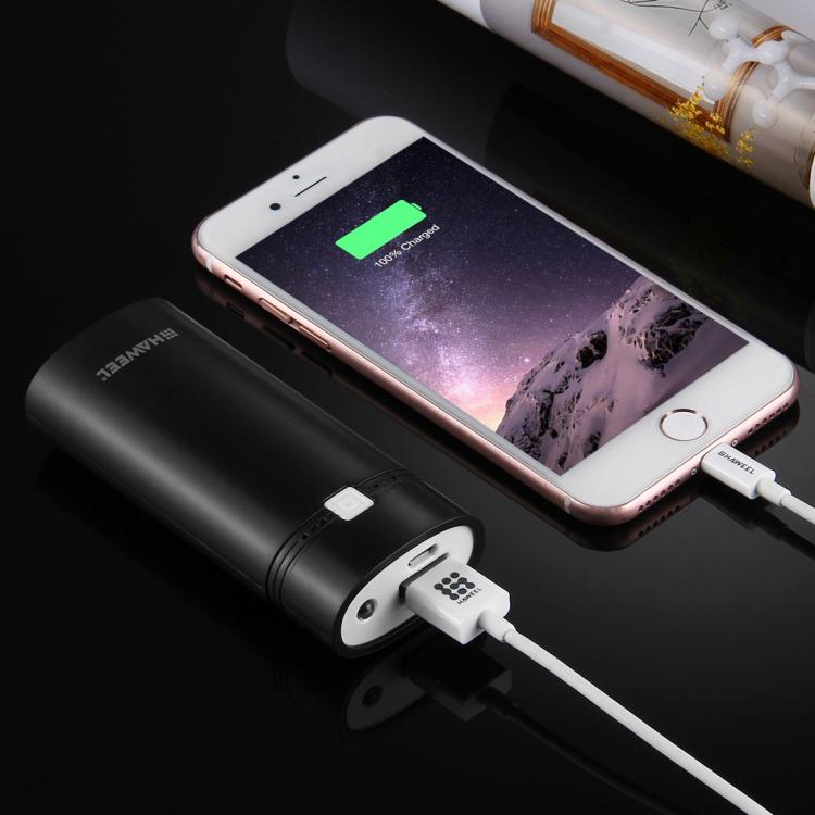 Caixa para Power Bank HAWEEL DIY para 2 Baterias 18650 (Não Incluídas) 5600mAh com Saída USB e Indicador, DIY 2 Baterias (Preto), DIY 2 Baterias (Branco)
