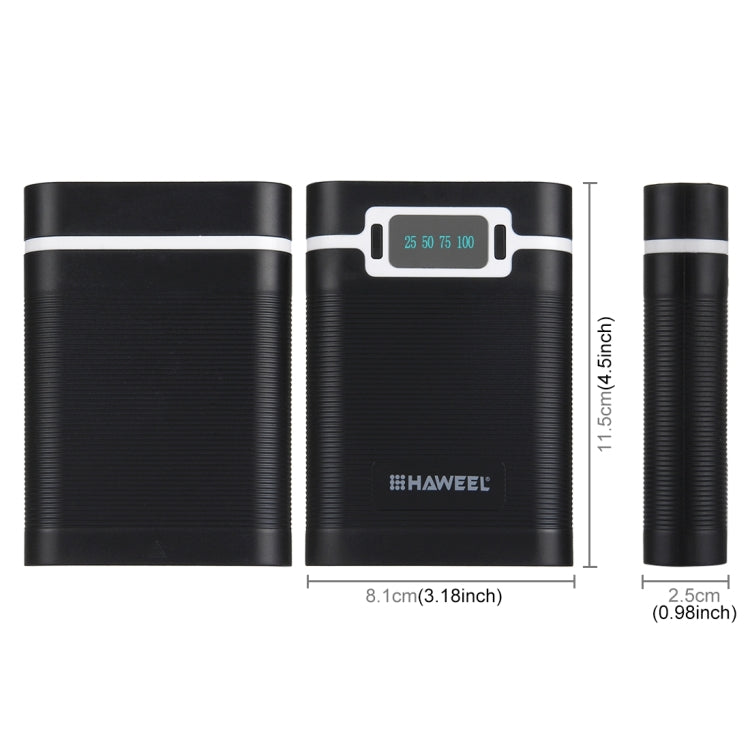 Caixa para Power Bank HAWEEL DIY para 4 Baterias 18650 (Não Incluídas) 10000mAh com 2 Saídas USB e Display para iPhone, Galaxy, Sony, HTC, Google, Huawei, Xiaomi, Lenovo e outros Smartphones, DIY 4 Baterias 18650 10000mAh (US)