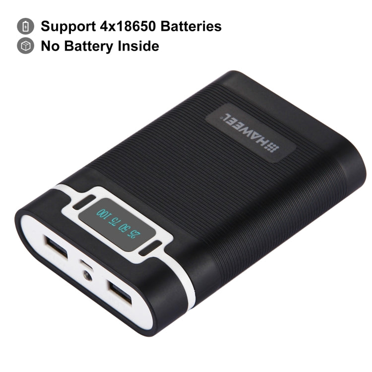 Caixa para Power Bank HAWEEL DIY para 4 Baterias 18650 (Não Incluídas) 10000mAh com 2 Saídas USB e Display para iPhone, Galaxy, Sony, HTC, Google, Huawei, Xiaomi, Lenovo e outros Smartphones, DIY 4 Baterias 18650 10000mAh (US)