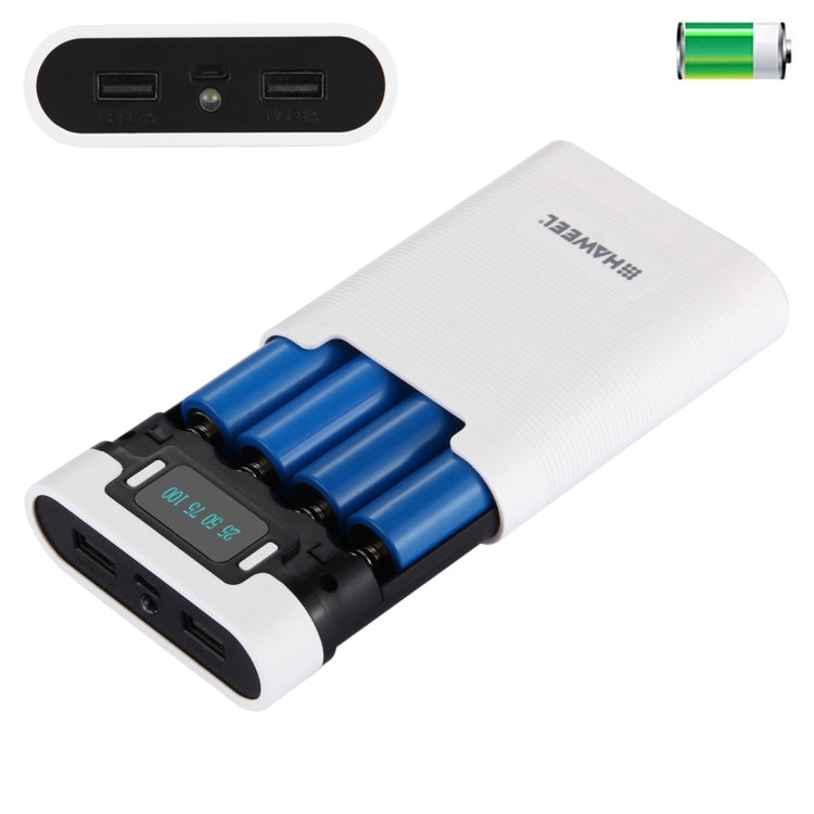 Caixa para Power Bank HAWEEL DIY para 4 Baterias 18650 (Não Incluídas) 10000mAh com 2 Saídas USB e Display para iPhone, Galaxy, Sony, HTC, Google, Huawei, Xiaomi, Lenovo e outros Smartphones, DIY 4 Baterias 18650 10000mAh (US)